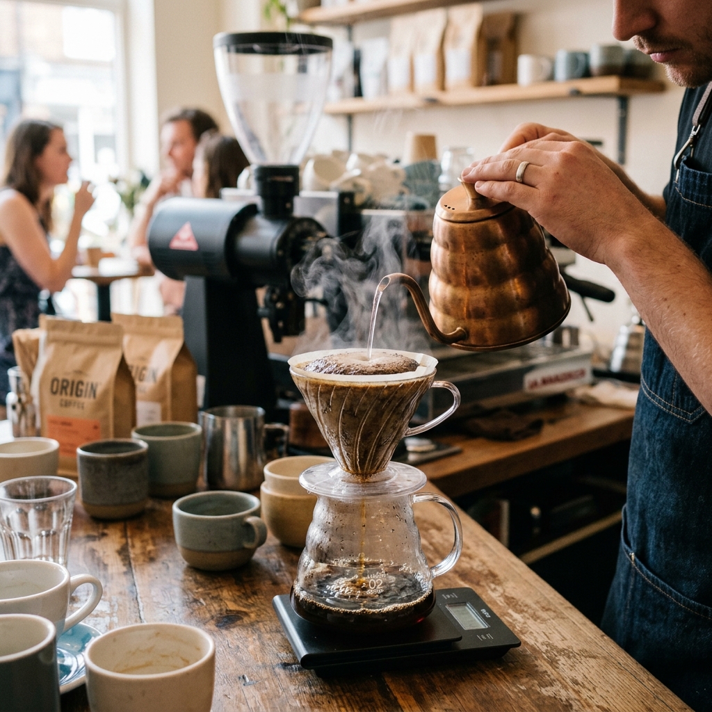 V60 Handfilter Zubereitung an der Bar
