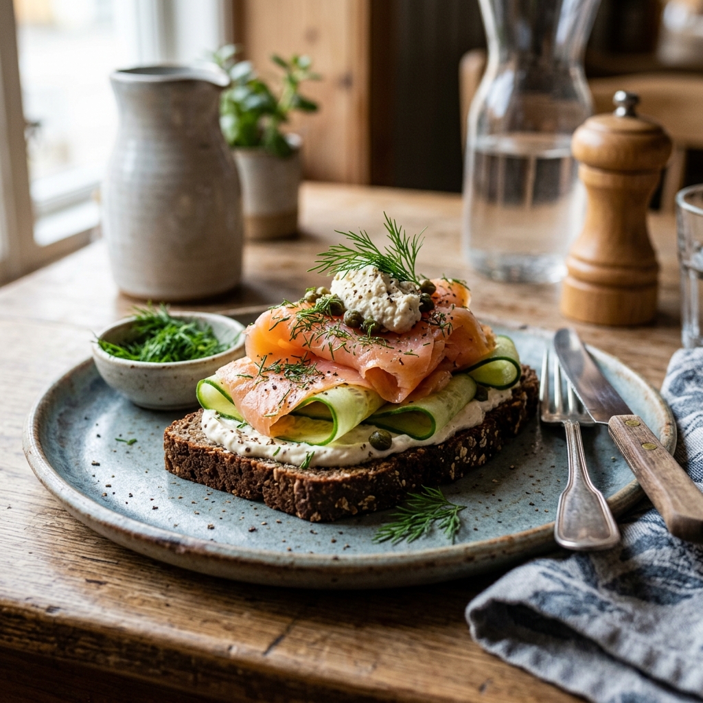 Smørrebrød mit Beizlachs & Dill-Creme